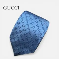GUCCI グッチ GG柄ネクタイ シルクジャガー スカイブルー