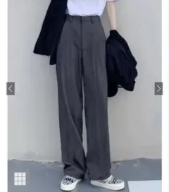 GRL センタープレスストレートパンツ　ダークグレー