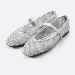 GU メッシュメリージェーンシューズ 新品　シルバー フラットシューズ S