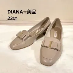 美品✩DIANA スクエアトゥパンプス　ベージュ　23cm ヒール3cm