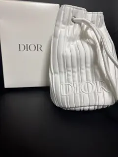 Dior ホワイト ポーチ サテンプリーツ
