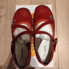 ストラップ付き革靴 赤　23.0cm