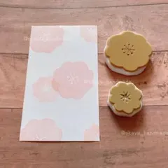 消しゴムはんこ　ぼたん　大小2個セット　年賀状　お正月　はがき