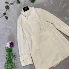 美品【リッチーニューヨーク】ピーコート トレンチ オフホワイト 大人可愛い S