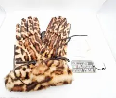 新品未使用ヒョウ柄ファーレザー手袋　カシミアインナー　サイズ21ｃm