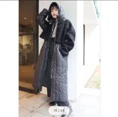 MURUA ムルーア　キルトドッキングボアコート フード付　キルティング