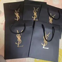 YSL ショップ袋 5枚セット 黒 ラッピング　包装　紙袋　ツヤ