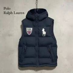 訳あり　ポロラルフローレン　ビッグポニー 英国旗　フードダウンベスト　S