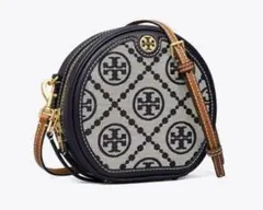 トリーバーチ Tモノグラム ムーンバッグ　ネイビー