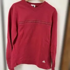 90s adidas スウェットトレーナー 刺繍ロゴ Vネック プルオ