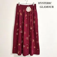 タグ付き HYSTERIC GLAMOUR 総刺繍スカート レッド 春先取り☆