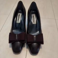 renoma PARIS パンプス リボン ダークブラウンのサムネイル