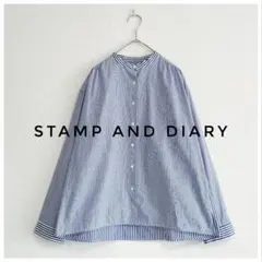 美品 STAMP AND DIARY マルチストライプ バンドカラーブラウスのサムネイル