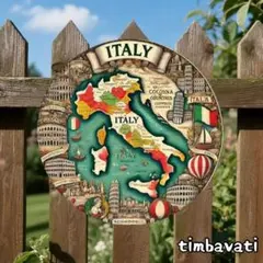 ☆新品☆【イタリア】ヴィンテージ ブリキ 看板　＊ マップデザイン ＊ 2D平面