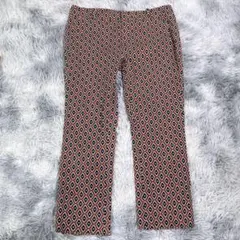 ZARA【L】ボトム　パンツ　レッド　幾何学模様　レディース　大きいサイズ