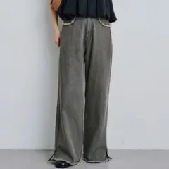 【Kastane】 デニムスリットワイドパンツ 低身長サイズ カスタネのサムネイル