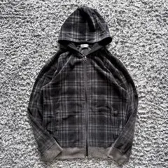 00s y2k velours grunge zip parka check