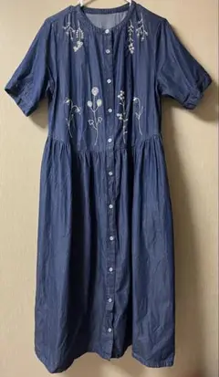 デニム半袖ワンピース