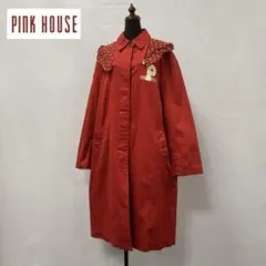 未使用級 ピンクハウス 襟ファーティアードコート ロングコート 刺繍 ブラウン 未使用級 ピンクハウス 襟ファーティアードコート ロングコート 刺繍