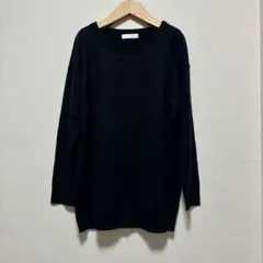 CECIL McBEE 長袖薄手ニット ネイビー Mサイズ クルーネック首元広め