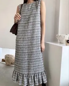 ツイード ロングワンピース