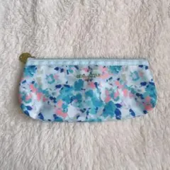 ポーチ ブルー系 青系 フラワー 花