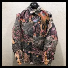 ポールスミス 長袖シャツ Mサイズ 総柄 ブラウン系