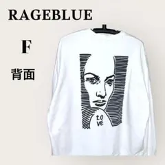 RAGEBLUE　レイジブルー　アート 顔イラスト 白トレーナー Fのサムネイル