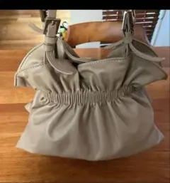 ザラ ZARA ショルダーバッグ プリーツ ギャザー ベージュ ゴールド