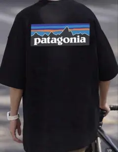 patagonia ブラック Tシャツ バックプリント