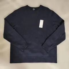 ユニクロ ウォッシャブルミラノリブクルーネックセーター メンズ ネイビーXL