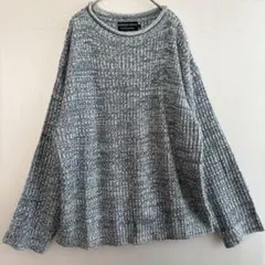 BERRIE DALE 3Dニット調 立体編み セーター L ブルーグレー