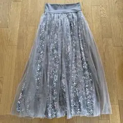 チャコット　フラワープリント チュールフレアスカート