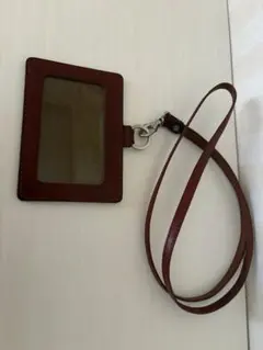 【本革】イタリアンレザー IDケース カードケース ブラウン色 ストラップ付