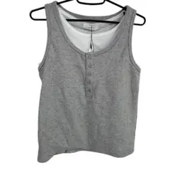 新品タグ付 MOUSSY レイヤードタンクトップ 杢グレー 白 F