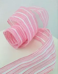 リボン　ハンドメイド素材　赤ストライプ(ワイヤー入) 幅6㎝