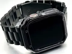 Apple Watch ブラックBT6 TPUケース　ステンレスバンド　キラキラ