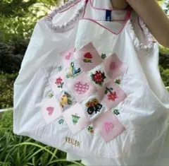 FEILER エコバッグ ホワイト ピンク 刺繍 ハイジ柄 - メルカリ