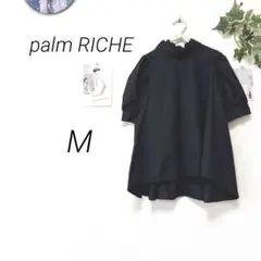 12140 palm RICHE パフスリーブ半袖リボンブラウス M 黒のサムネイル