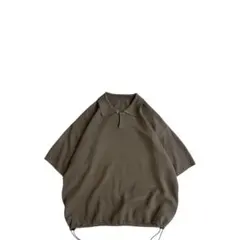 【美品】USED 00s コットンニット 半袖 ポロシャツ ドローコード付きのサムネイル