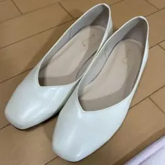 grove グローブ オフホワイト フラットシューズ スクエアトゥ 22.5㎝