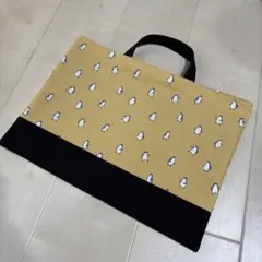 大人気！再販！ハンドメイド　レッスンバッグ　男の子　ペンギン　黄色　黒　丈夫