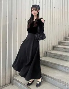 【本日限定値下げ】FRIFUL オフショルダー ロングワンピース 黒 Lサイズ