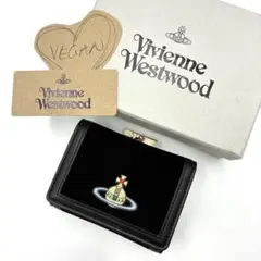 未使用級 ヴィヴィアンウエストウッド がま口 三つ折り財布 ベルベット 黒