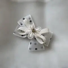 ドット柄リボンヘアクリップ