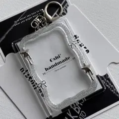 トレカキーホルダー　トレカケース　レジンデコ ワンカラー　ラメ　星　リボン