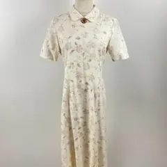 訳あり DAKS ダックスロンドン 花柄ロングワンピース リネン混 レトロ Mのサムネイル