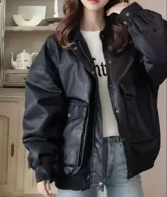 《JaVaジャバ コラボ》レザー ヴィンテージ オーバーサイズ ブルゾン