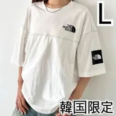 L＊ホワイト　白＊ステッチ　ダインＴシャツ＊ホワイトレーベル　ノースフェイス