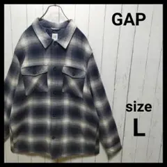 【GAP】 中綿フランネルシャツジャケット　オンブレチェック　E955